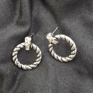 Vintage Avon Silver and Gold Twisted Hoop Earrings